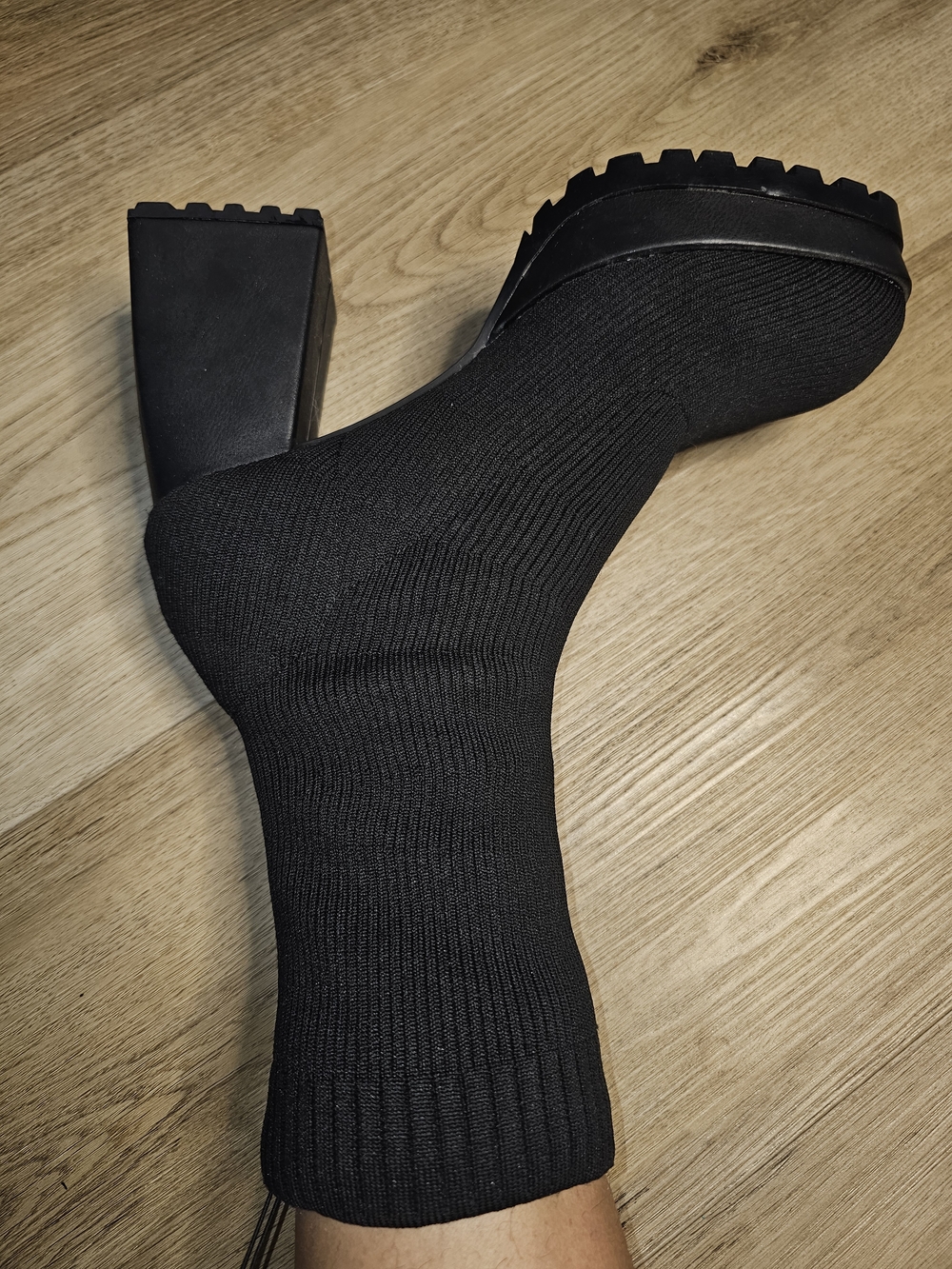 Black Lug Sole Ankle Boot